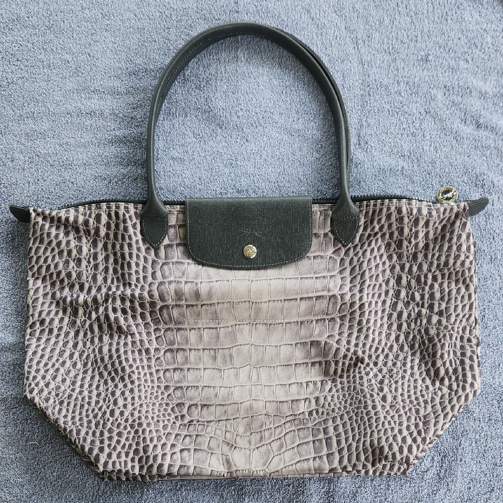 Longchamp Le Pliage Crocodile-Embossed Large Tote. Never Used.